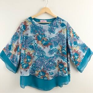 ABR Boutique | Teal Flutter Blouse